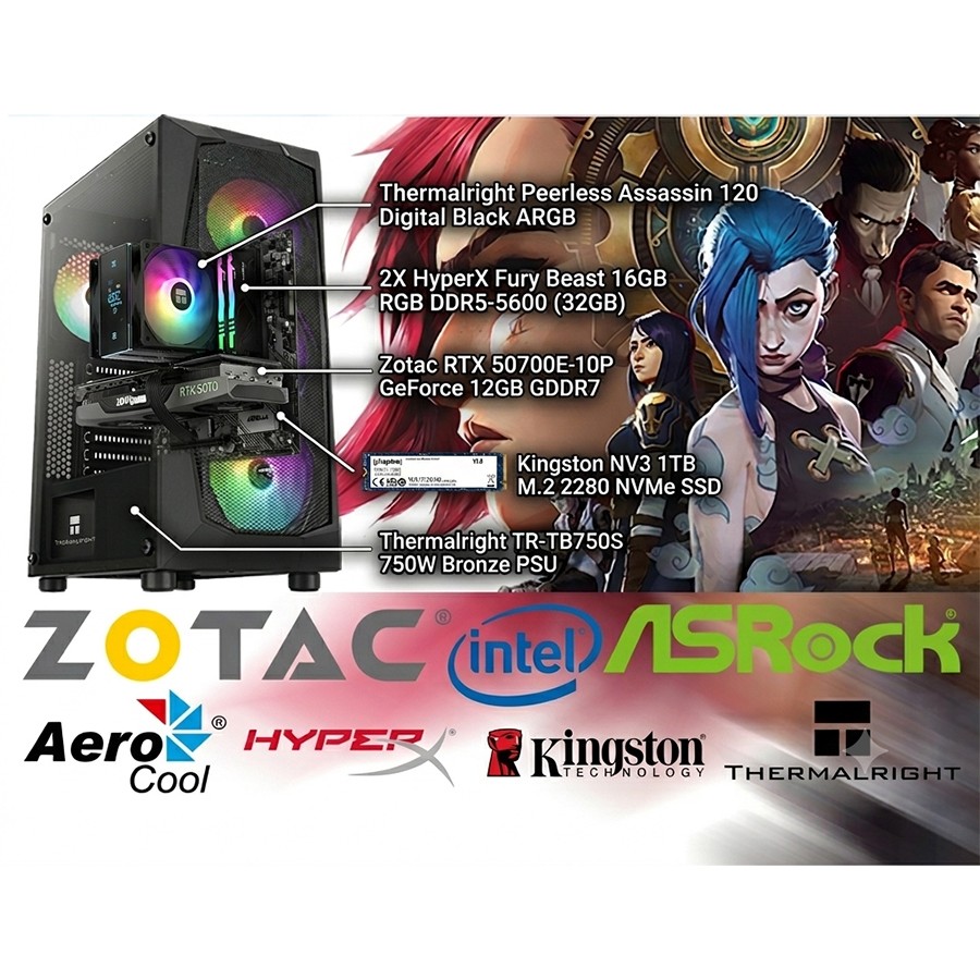 Arcane III PC – i7 K 14th gen 32GB RTX 5070 1TB SSD B760 RGB Case