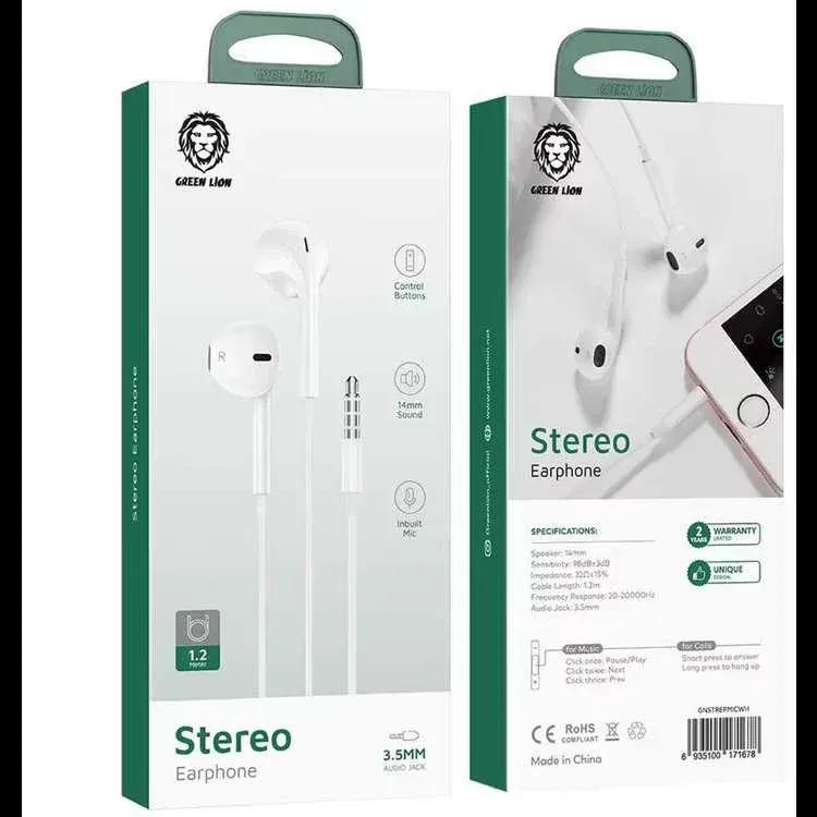 Green Lion Stereo Earphones (3.5mm Jack)