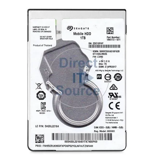 Notebook Hard Disk Seagate 1TB 2.5″ SATA