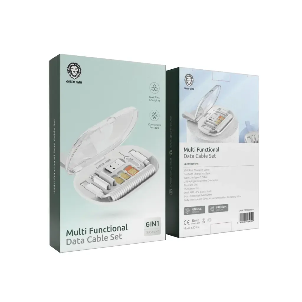 Green Lion 6-in-1 Data Cable Set 65W Fast Charging