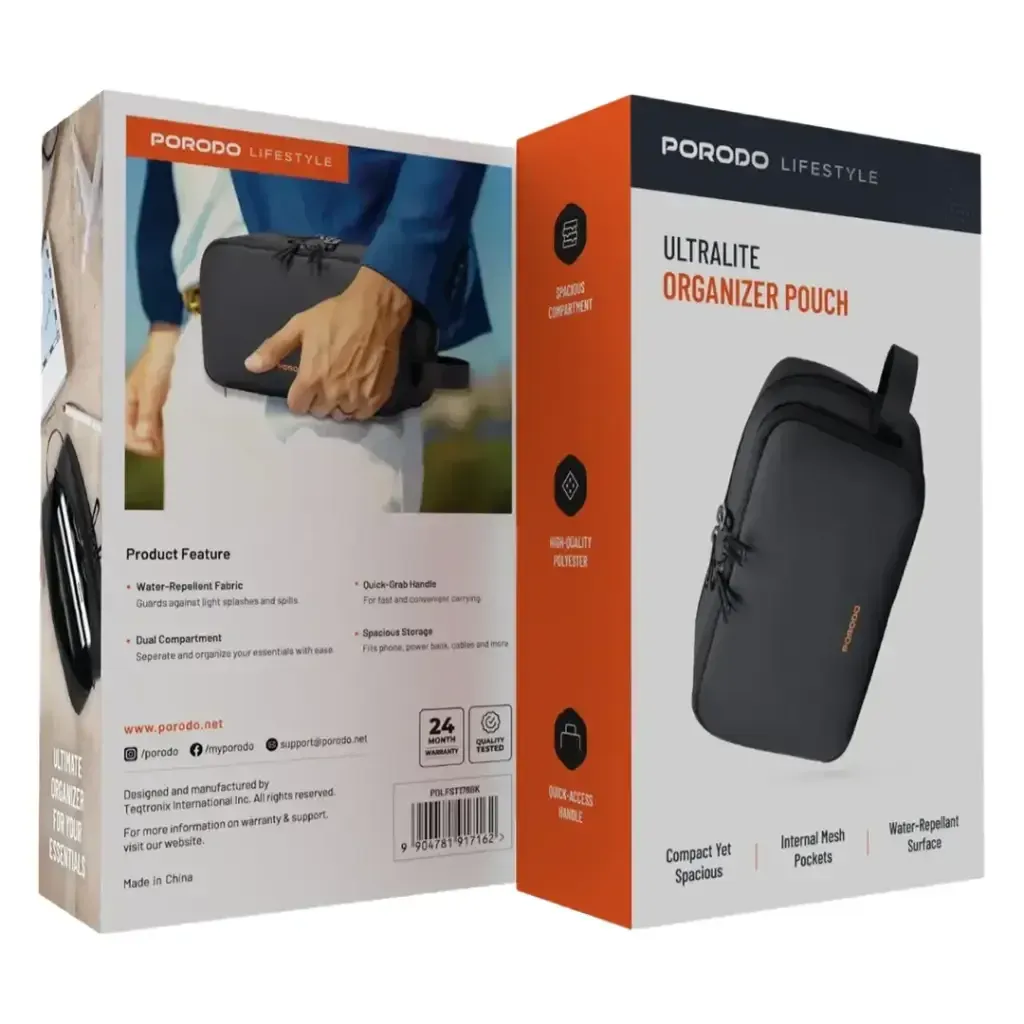 Porodo Lifestyle Ultralite Organizer Pouch — Black