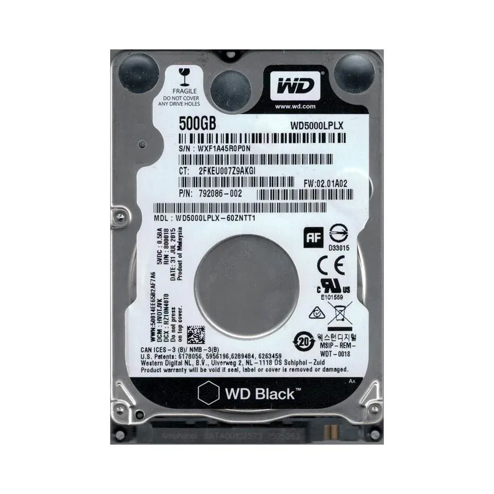Notebook Hard Disk WD 500GB Black 2.5″ SATA