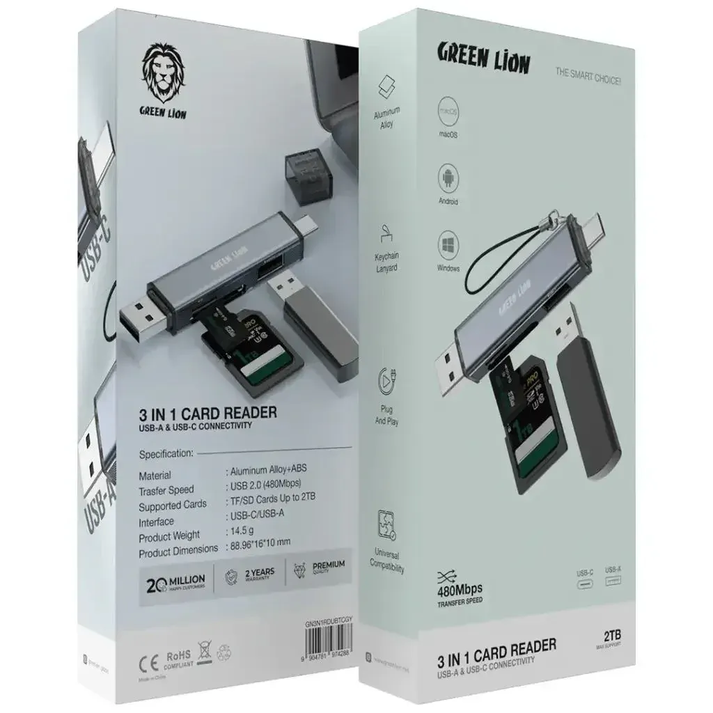 Green Lion 3-in-1 Card Reader
