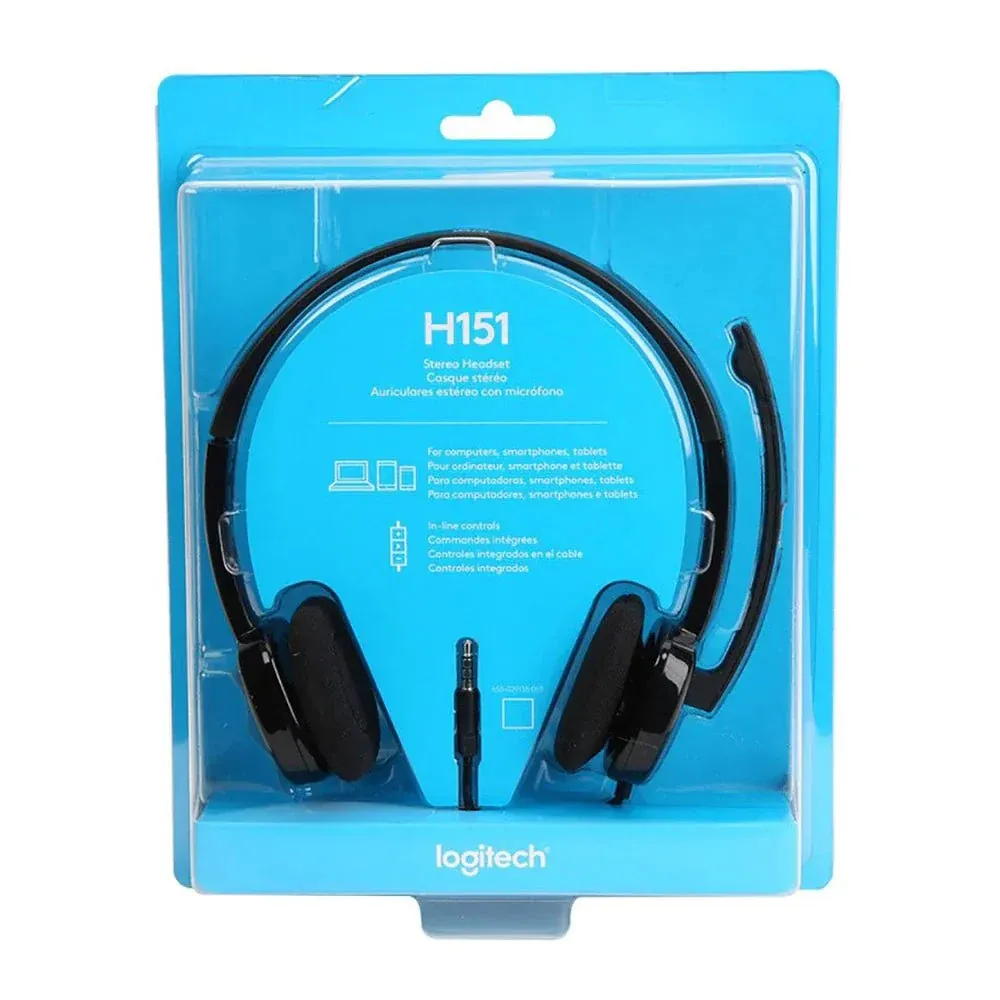 Logitech® Stereo Headset H151 - SINGLE JACK - FOR WINDOWS , MAC , IOS , & ANDROID - ADJUSTABLE VOLUME - CAN BE WORN ON LEFT OR RIGHT