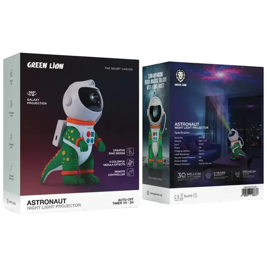 Green Lion Astronaut Galaxy Projector