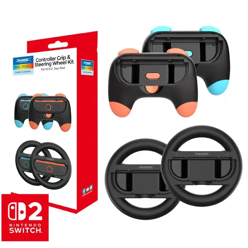 Nintendo Switch Controller Grip & Steering Wheel Kit - orange
