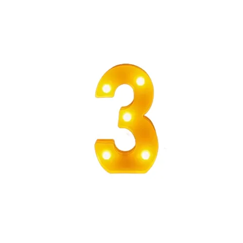 Light Marquee Sign Decor - Number Three | 352-1/3
