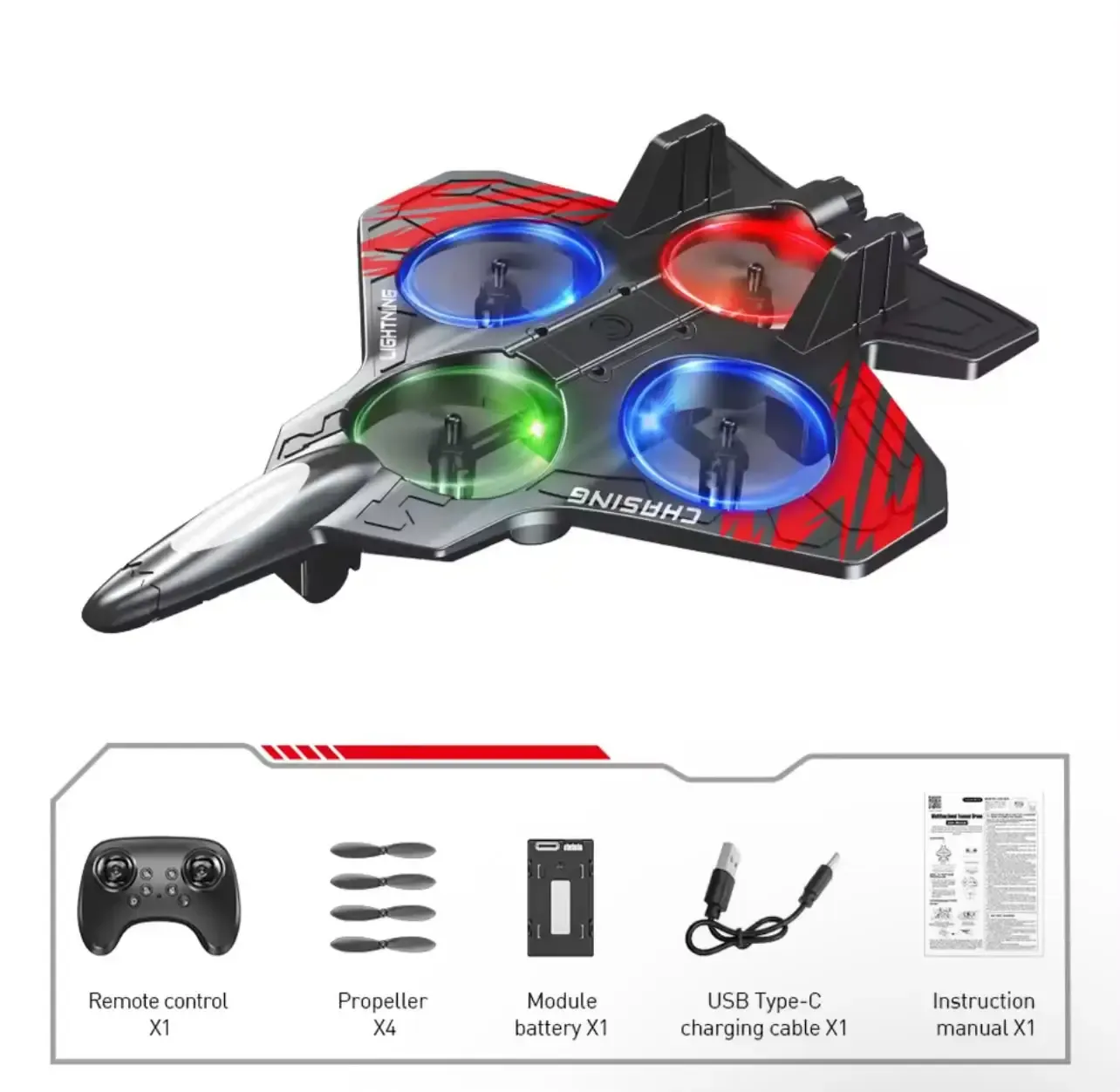 Velocity 2.4GHz RC Fighter Jet Quadcopter with EPP Foam