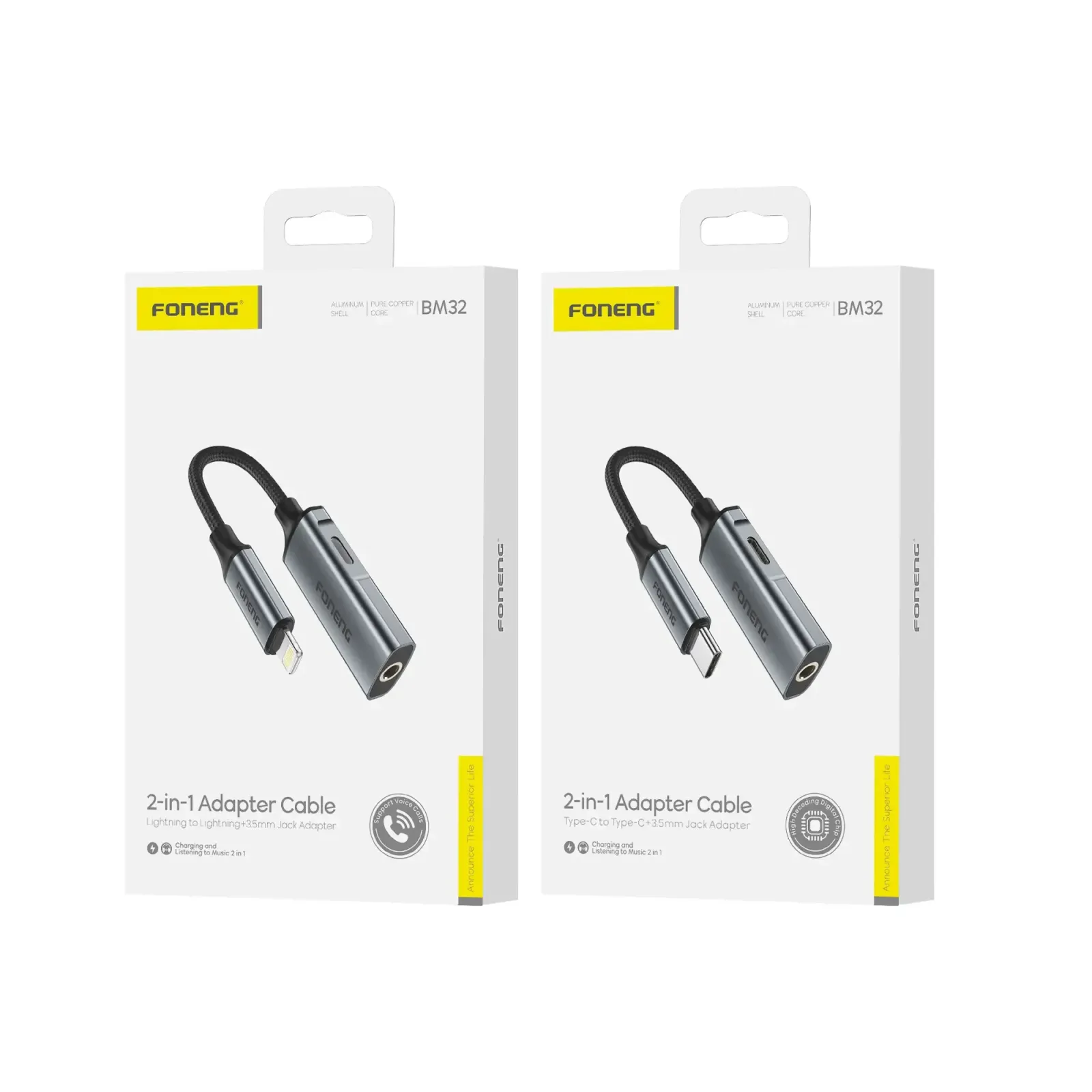 BM32 2-in-1 Metal Audio & Charging Adapter Cable — Type-C