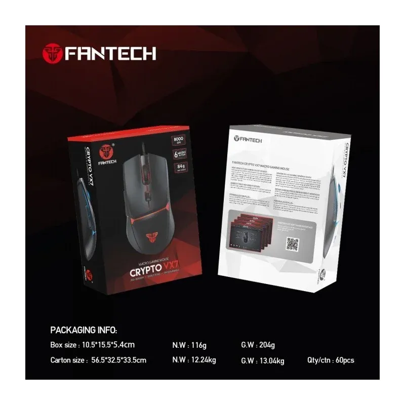 Fantech VX7 CRYPTO 8000 DPI RGB Wired Gaming Mouse — Black