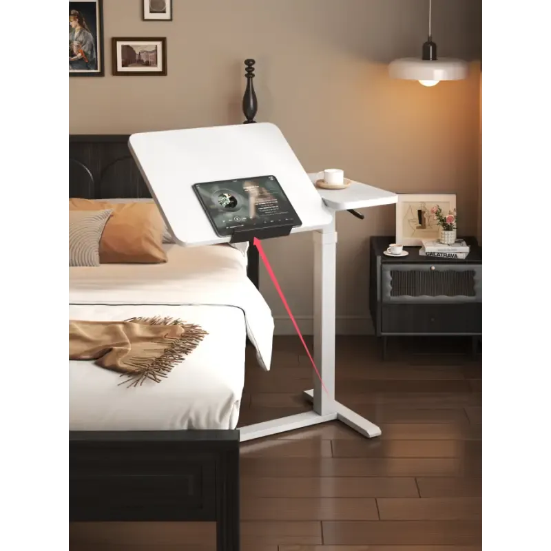 Multi Function Height Adjustable Bedside Desk — White