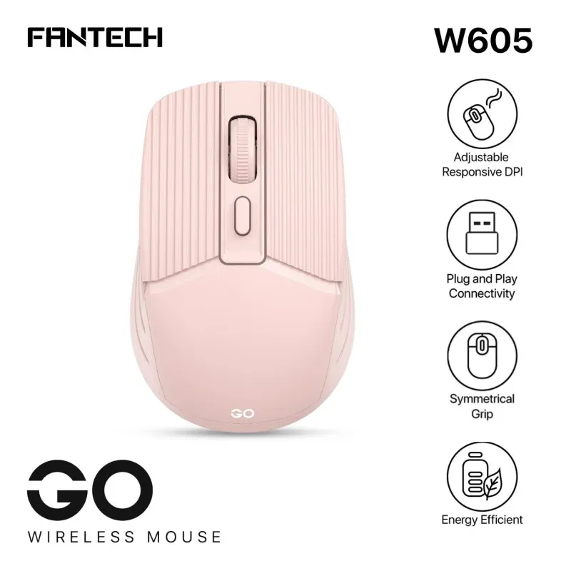 Fantech W605 GO Wireless Mouse for Home & Office — Pink